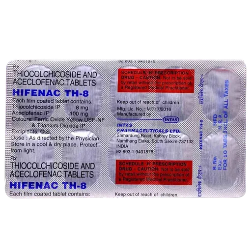 hifenac th 8mg tablet 10's